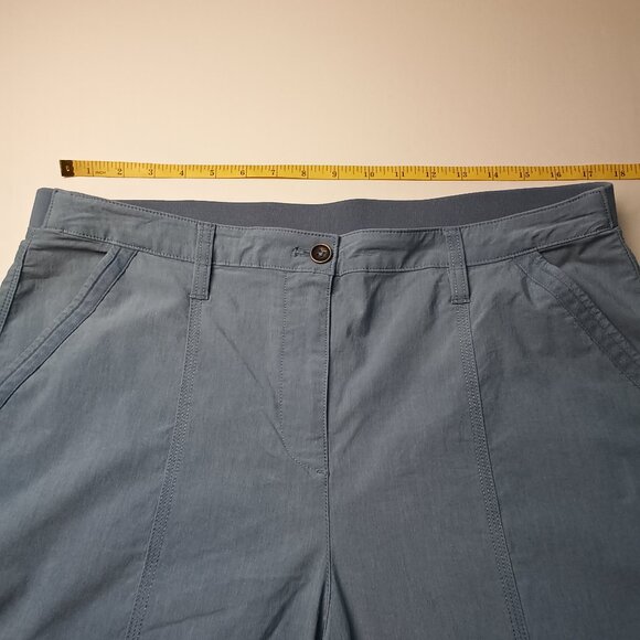 Chico's Cargo Pants Size 12 Roll Tab Hem Crop Comfort Waist Blue Grey Color - Picture 6 of 9